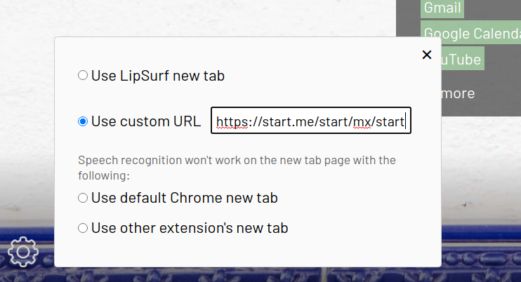 Interface for setting a custom URL